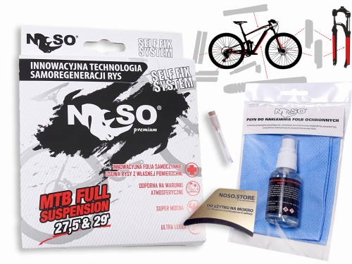 Zestaw foli ochronnych na rower mtb full. NOSO BIKE PROTECTION.